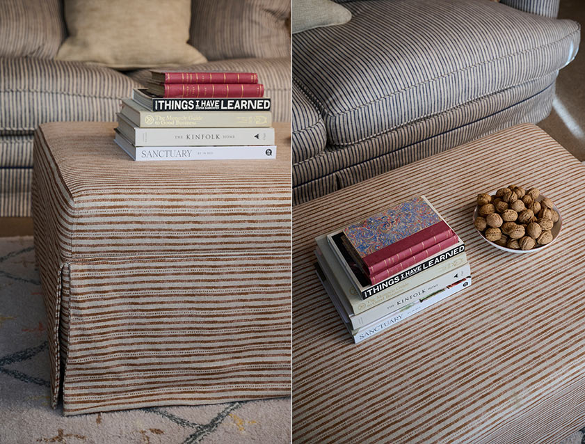 Fontwell A Footstool in Sussex Stripe Cinnamon